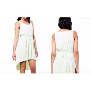 $68.00 Olive & Oak Hi-Low Pleated Rayon Blend Dress, Green Mist,  XS